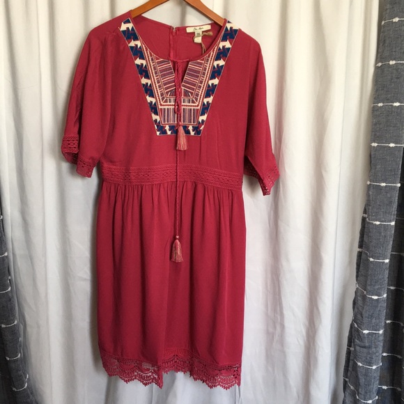 SALE Ella Moon Embroidered Pink Dress Size M - Picture 3 of 9